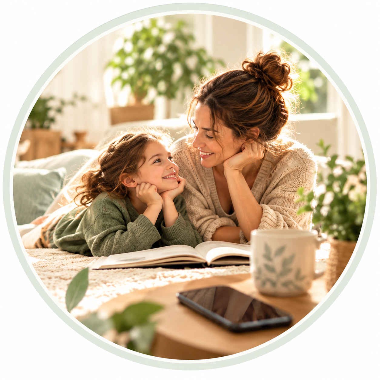 Mutter und Tochter beim gemeinsamen Lesen